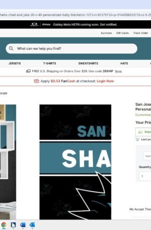 San Jose Sharks Chad & Jake 30" x 40" Personalized Baby Blanket