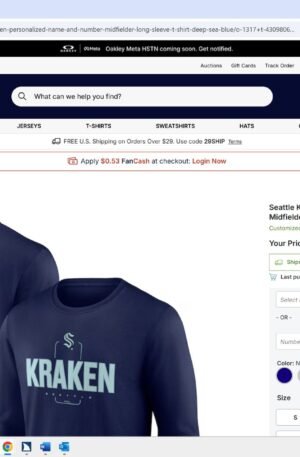 Seattle Kraken Personalized Name & Number Midfielder Long Sleeve T-Shirt - Deep Sea Blue