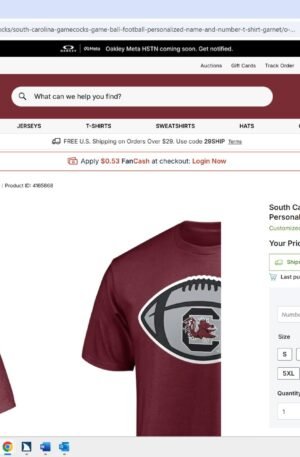South Carolina Gamecocks Game Ball Football Personalized Name & Number T-Shirt - Garnet