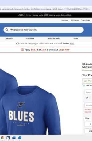 St. Louis Blues Personalized Name & Number Midfielder Long Sleeve T-Shirt - Blue