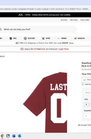 Stanford Cardinal Unisex Collegiate Football NIL Pick-A-Player T-Shirt - Cardinal