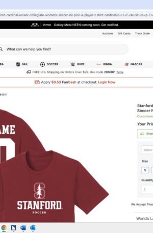 Stanford Cardinal Unisex Collegiate Women's Soccer NIL Pick-A-Player T-Shirt - Cardinal