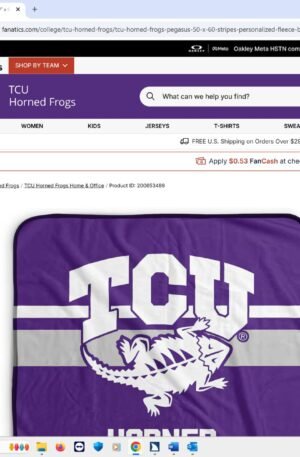 TCU Horned Frogs Pegasus 50" x 60" Stripes Personalized Fleece Blanket