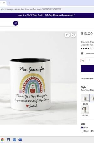 Teacher Appreciation With Thank You Message Custom Two-Tone Coffee Mug
