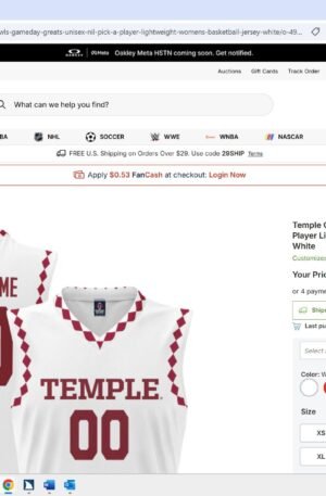 Temple Owls GameDay Greats Unisex NIL Pick-A-Player Lightweight Women's Basketball Jersey - White