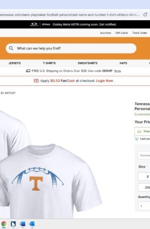 Tennessee Volunteers Playmaker Football Personalized Name & Number T-Shirt - White