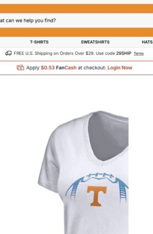 Tennessee Volunteers Women's Playmaker Football Personalized Name & Number V-Neck T-Shirt - White