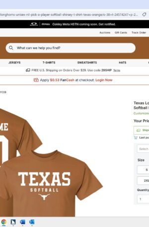 Texas Longhorns Unisex NIL Pick-A-Player Softball Shirsey T-Shirt - Texas Orange