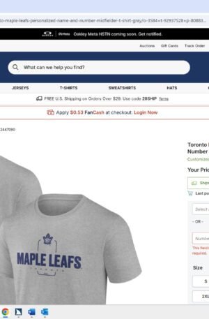 Toronto Maple Leafs Personalized Name & Number Midfielder T-Shirt - Gray