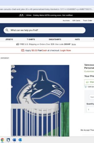 Vancouver Canucks Chad & Jake 30" x 40" Personalized Baby Blanket