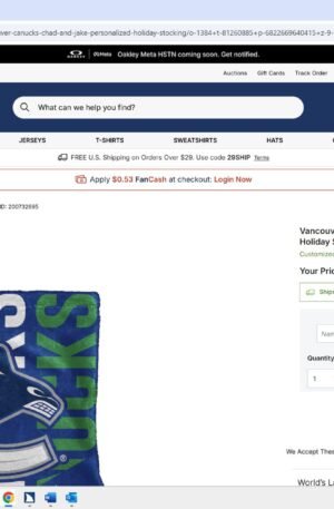 Vancouver Canucks Chad & Jake Personalized Holiday Stocking