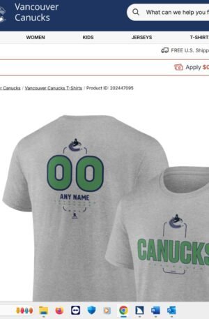 Vancouver Canucks Personalized Name & Number Midfielder T-Shirt - Gray