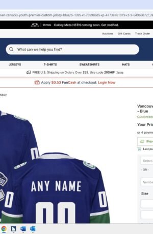 Vancouver Canucks Youth Premier Custom Jersey - Blue