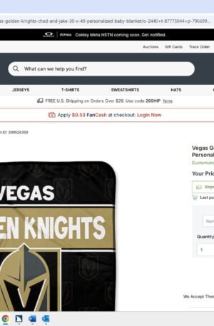Vegas Golden Knights Chad & Jake 30" x 40" Personalized Baby Blanket
