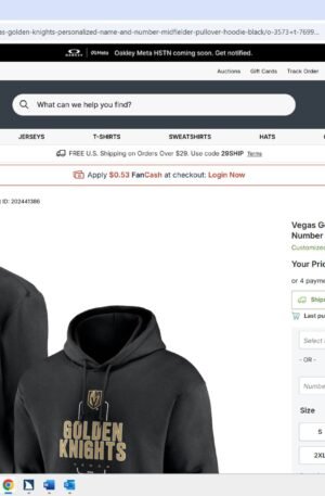 Vegas Golden Knights Personalized Name & Number Midfielder Pullover Hoodie - Black