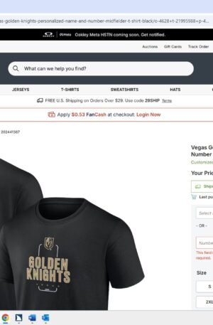 Vegas Golden Knights Personalized Name & Number Midfielder T-Shirt - Black