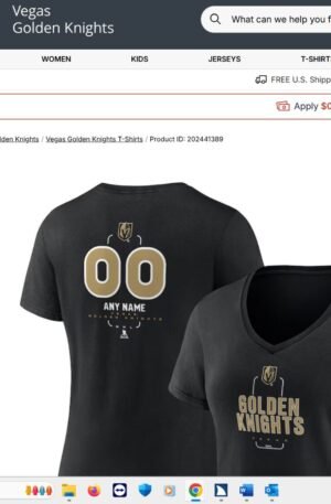 Vegas Golden Knights Women's Personalized Name & Number Midfielder V-Neck T-Shirt - Black