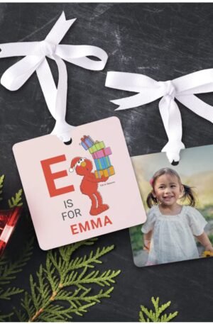 Vintage Christmas Elmo Personalized Photo Metal Ornament