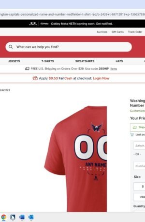 Washington Capitals Personalized Name & Number Midfielder T-Shirt - Red