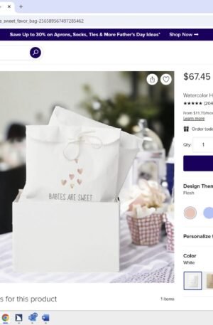 Watercolor Hearts Girl Babies are Sweet Favor Bag