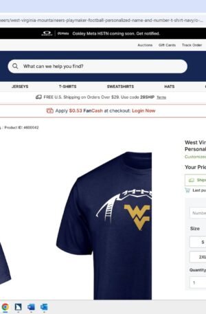 West Virginia Mountaineers Playmaker Football Personalized Name & Number T-Shirt - Navy