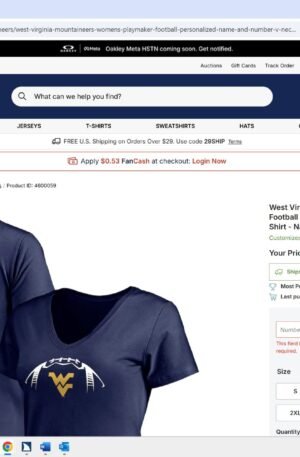 West Virginia Mountaineers Women's Playmaker Football Personalized Name & Number V-Neck T-Shirt - Navy