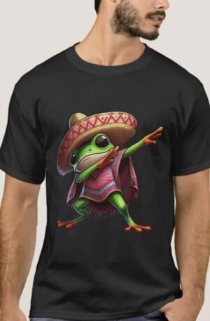Dabbing Frog Sombrero Poncho Cinco De Mayo Mexican T-Shirt