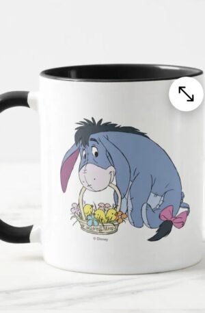 Eeyore Holding Easter Basket Full of Baby Chicks Mug