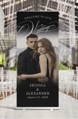 Elegant Calligraphy Wedding Photo Welcome Retractable Banner