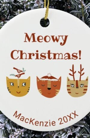 Funny Cat Personalized Christmas Ceramic Ornament