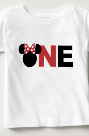 Minnie Mouse | Red & White First Birthday Baby T-Shirt