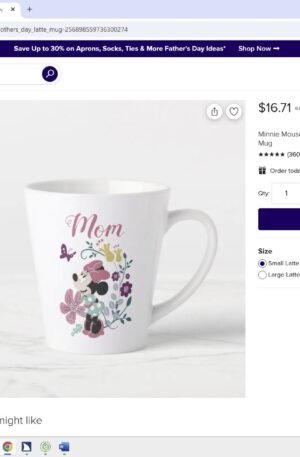 Minnie Mouse & Flowers - Happy Mother's Day Latte Mug