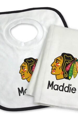 Blackhawks Custom Bib & Burp Cloth Set