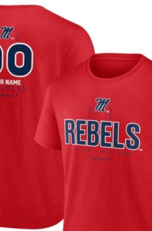 Ole Miss Rebels Personalized Name & Number Midfielder T-Shirt - Red