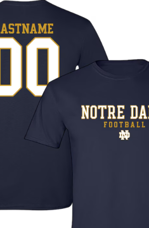 Notre Dame Fighting Irish Unisex Collegiate Football NIL Pick-A-Player T-Shirt - Navy