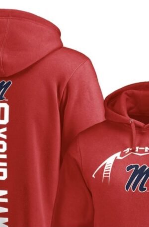 Ole Miss Rebels Playmaker Football Personalized Name & Number Pullover Hoodie - Red