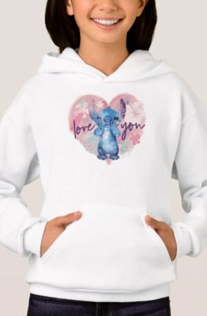 Stitch Watercolor Heart Hoodie | Disney Fan Gift