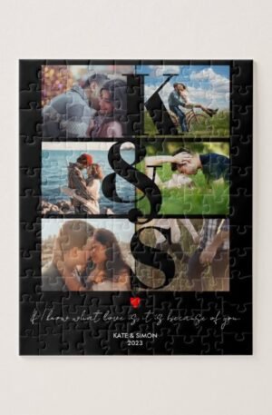 Custom Text & Photo Couple Puzzle Gift