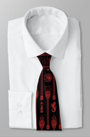 House of the Dragon Crest Pattern Neck Tie