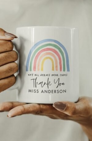 Modern watercolor rainbow teacher thank you gift mug