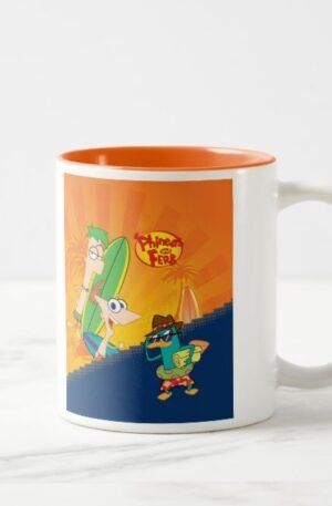 Phineas, Ferb and Agent P Surf Two-Tone Coffee Mug