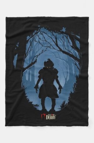 Welcome To Derry Pennywise Silhouette In The Deep Fleece Blanket