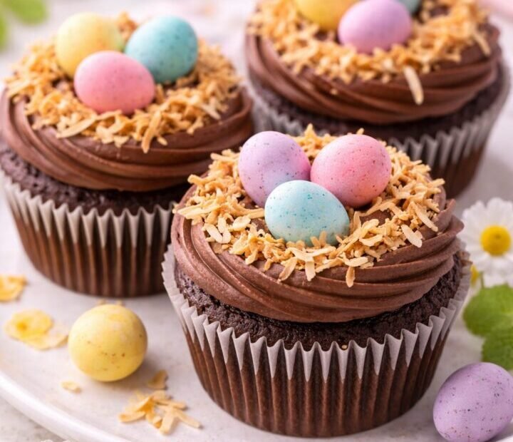 Chocolate Easter Nest Cupcakes Featured Image