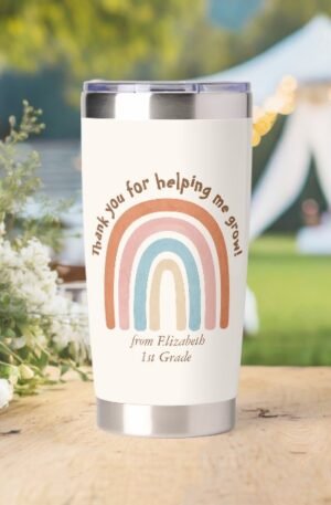 Modern Watercolor Rainbow Teacher Thank You Insulated Tumbler