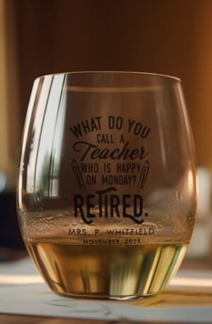 Retired Teacher Retirement Keepsake Custom Stemless Wine Glass