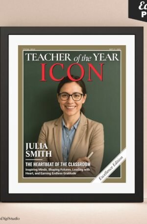 Teacher Appreciation Gift, Custom Magazine Cover Poster