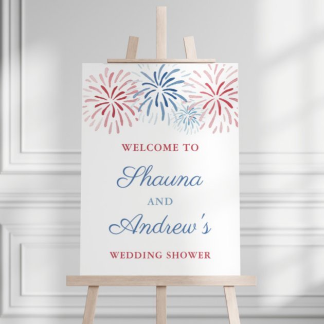 fireworks_july_4th_couples_wedding_shower_welcome_poster-