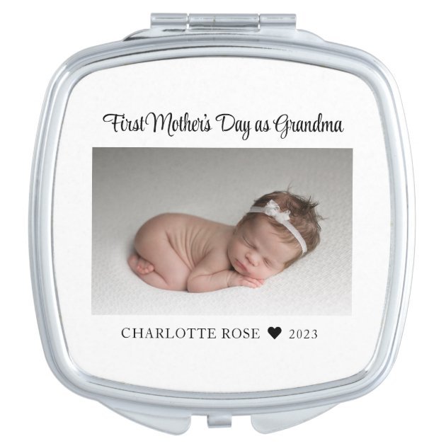 first_mothers_day_baby_photo_new_grandma_compact_mirror-