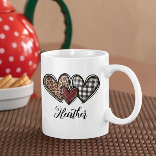 Leopard Heart Valentines day mug