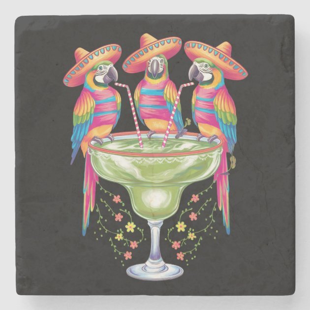 parrot_cinco_de_mayo_funny_drinking_mexican_fiesta_stone_coaster-